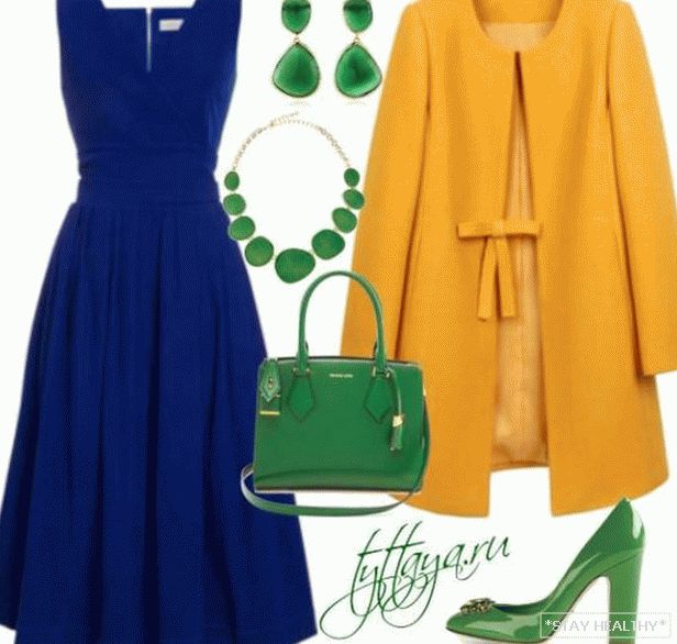 La combinazione di blu con verde e giallo