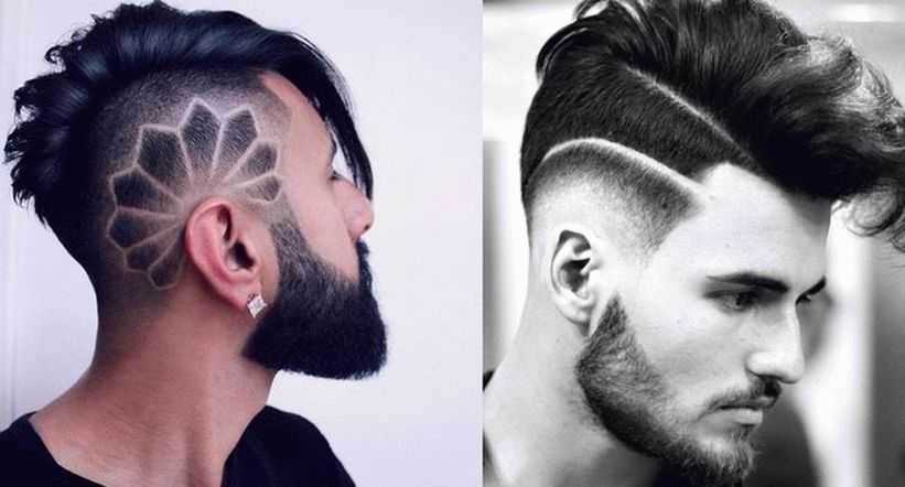 Tagli di capelli da uomo alla moda con un tatuaggio sulle tempie