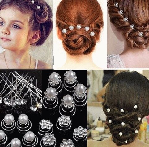 New-Luxury-Twist-Ins-Hair Clips-12-Pcs-Flower-Pearls-Crystal-Accessori per capelli-